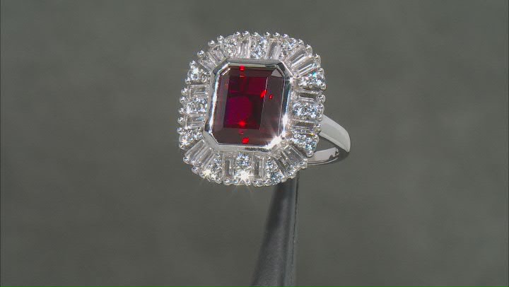 Red Lab Created Ruby Rhodium Over Silver Ring 8.85ctw Video Thumbnail
