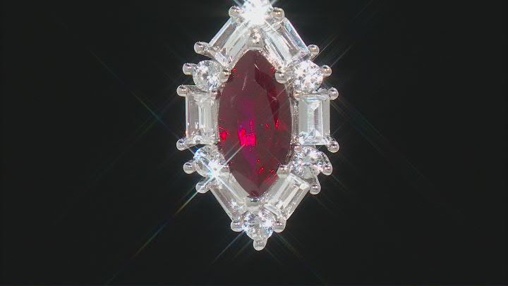 Lab Created Ruby Rhodium Over Silver Pendant With Chain 2.90ctw Video Thumbnail