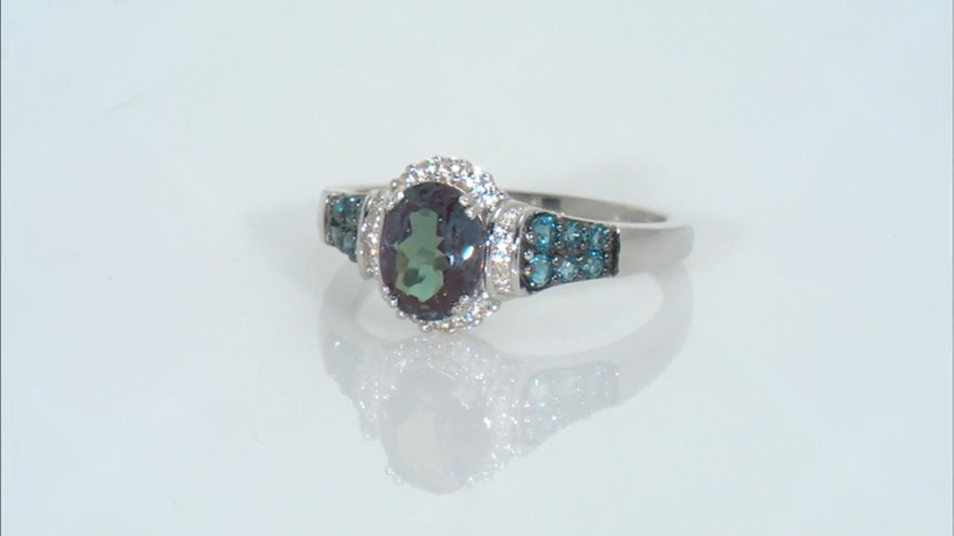 Blue Lab Created Alexandrite Rhodium Over Silver Ring 1.75ctw Video Thumbnail