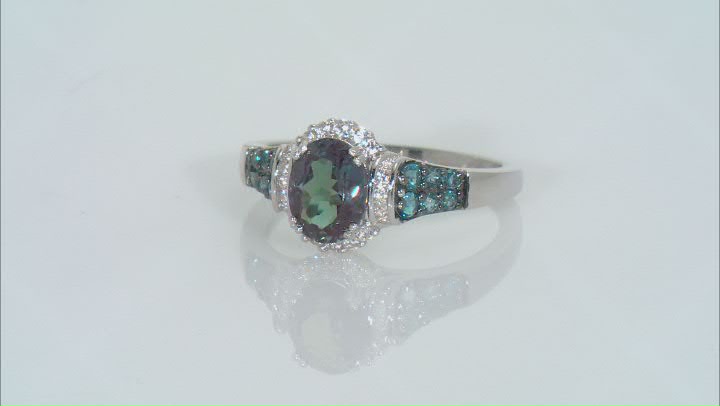 Blue Lab Created Alexandrite Rhodium Over Silver Ring 1.75ctw Video Thumbnail