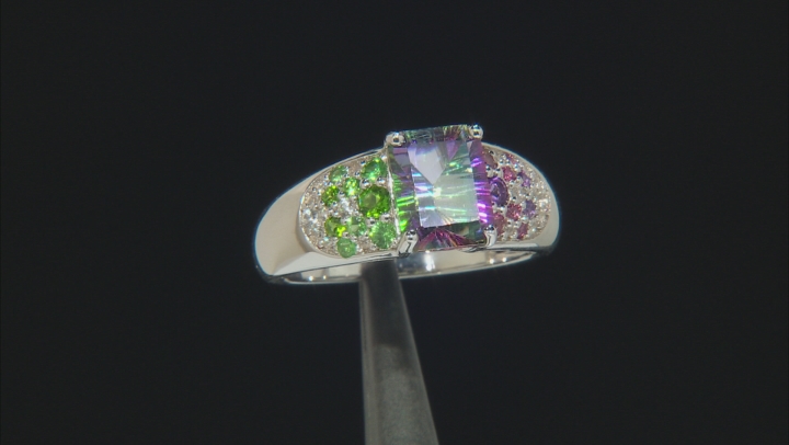 Mystic Fire® Green Topaz Rhodium Over Sterling Silver Ring 2.38ctw Video Thumbnail