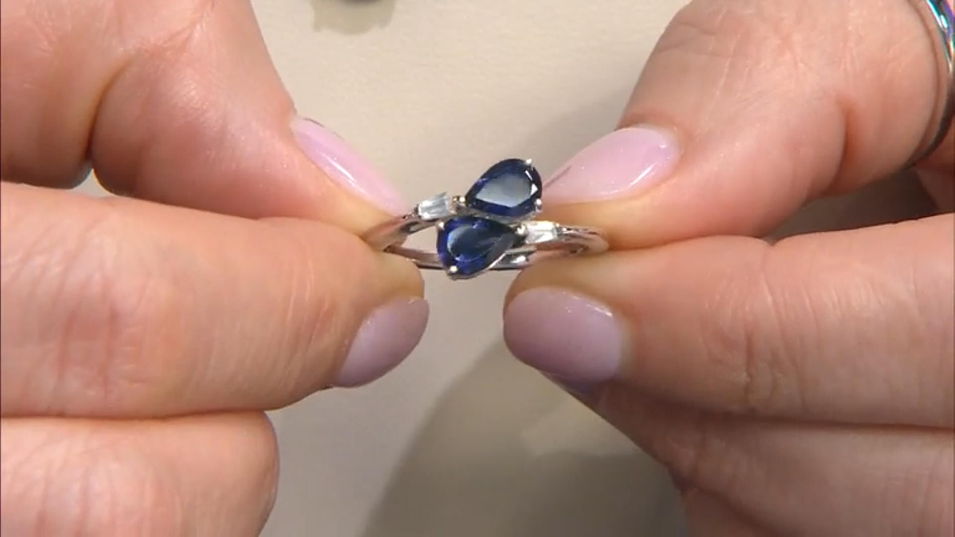 Blue Iolite Rhodium Over Sterling Silver Bypass Ring  1.16ctw Video Thumbnail