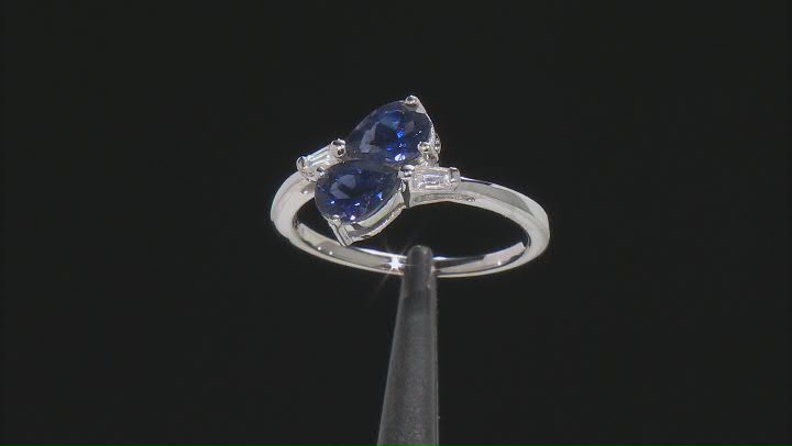 Blue Iolite Rhodium Over Sterling Silver Bypass Ring  1.16ctw Video Thumbnail