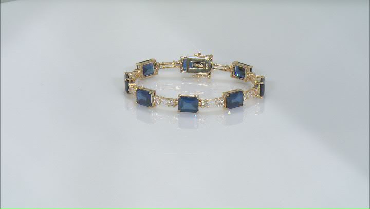 Blue Lab Created Sapphire 18k Yellow Gold Over Sterling Silver Bracelet 31.96ctw Video Thumbnail