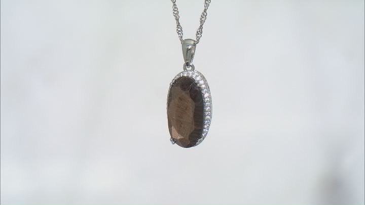 Golden Sheen Sapphire Rhodium Over Sterling Silver Pendant With Chain 11.34ctw Video Thumbnail