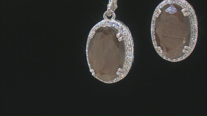 Golden Sheen Sapphire Rhodium Over Sterling Silver Dangle Earrings 9.82ctw Video Thumbnail