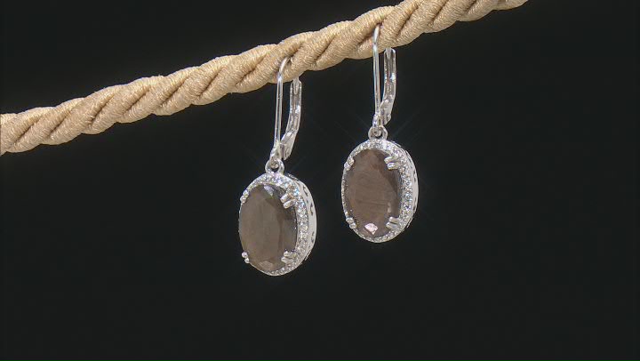Golden Sheen Sapphire Rhodium Over Sterling Silver Dangle Earrings 9.82ctw Video Thumbnail