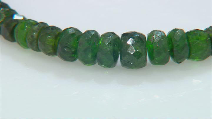 Green Diopside Rhodium Over Sterling Silver Beaded Bolo Bracelet Video Thumbnail