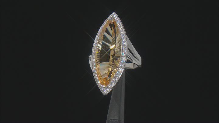 Yellow Citrine Rhodium Over Sterling Silver Ring 9.78ctw Video Thumbnail
