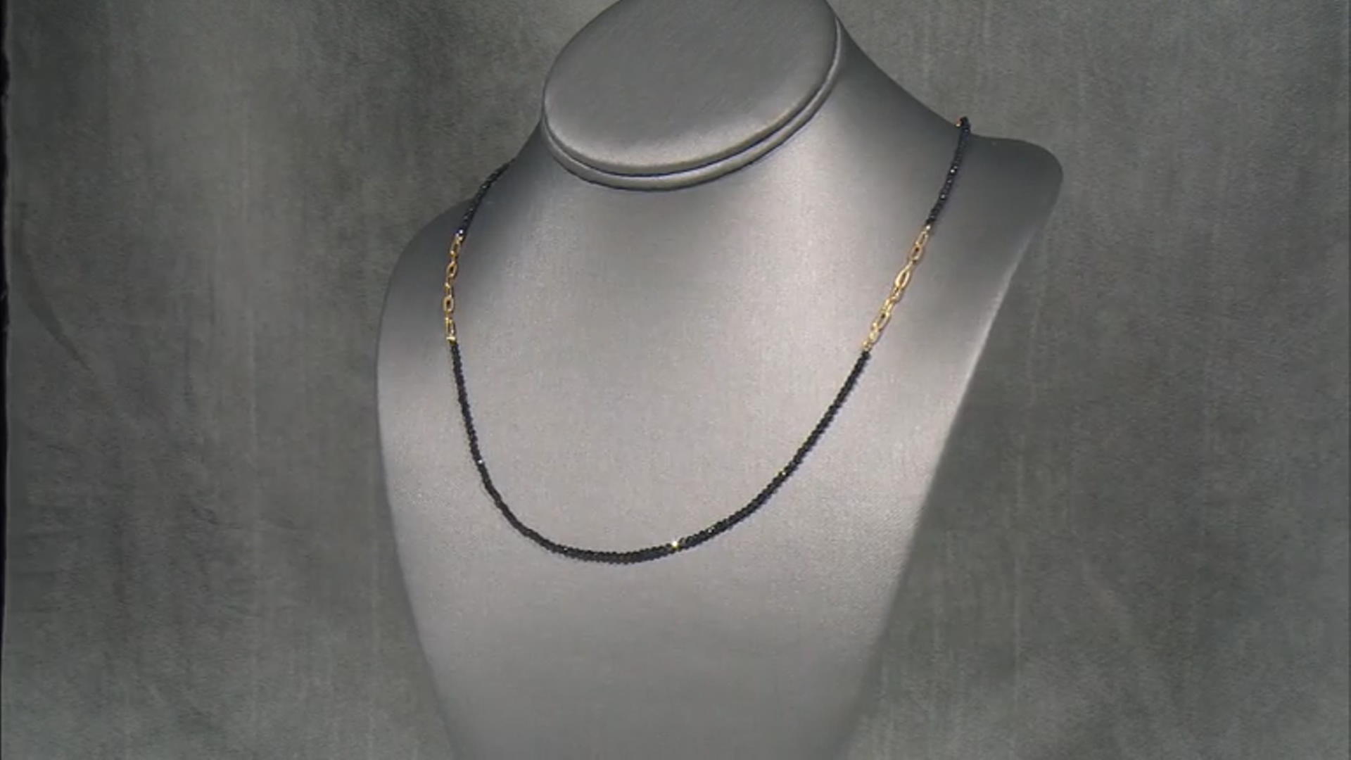 Black Spinel 18k Yellow Gold Over Sterling Silver Necklace Video Thumbnail