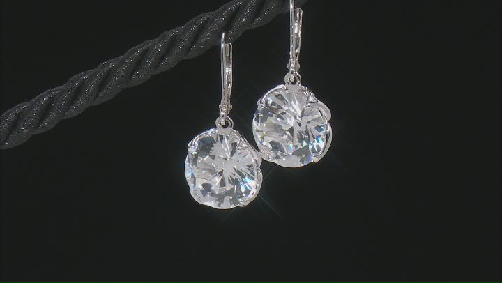 White Lab Created Sapphire Rhodium Over Sterling Silver Ring, Earrings, Pendant Chain Set 43.90ctw Video Thumbnail