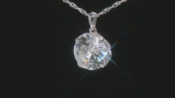 White Lab Created Sapphire Rhodium Over Sterling Silver Ring, Earrings, Pendant Chain Set 43.90ctw Video Thumbnail