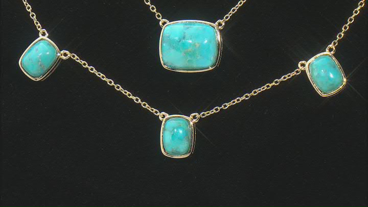 Blue Composite Turquoise 18k Yellow Gold Over Sterling Silver Layered Necklace Video Thumbnail