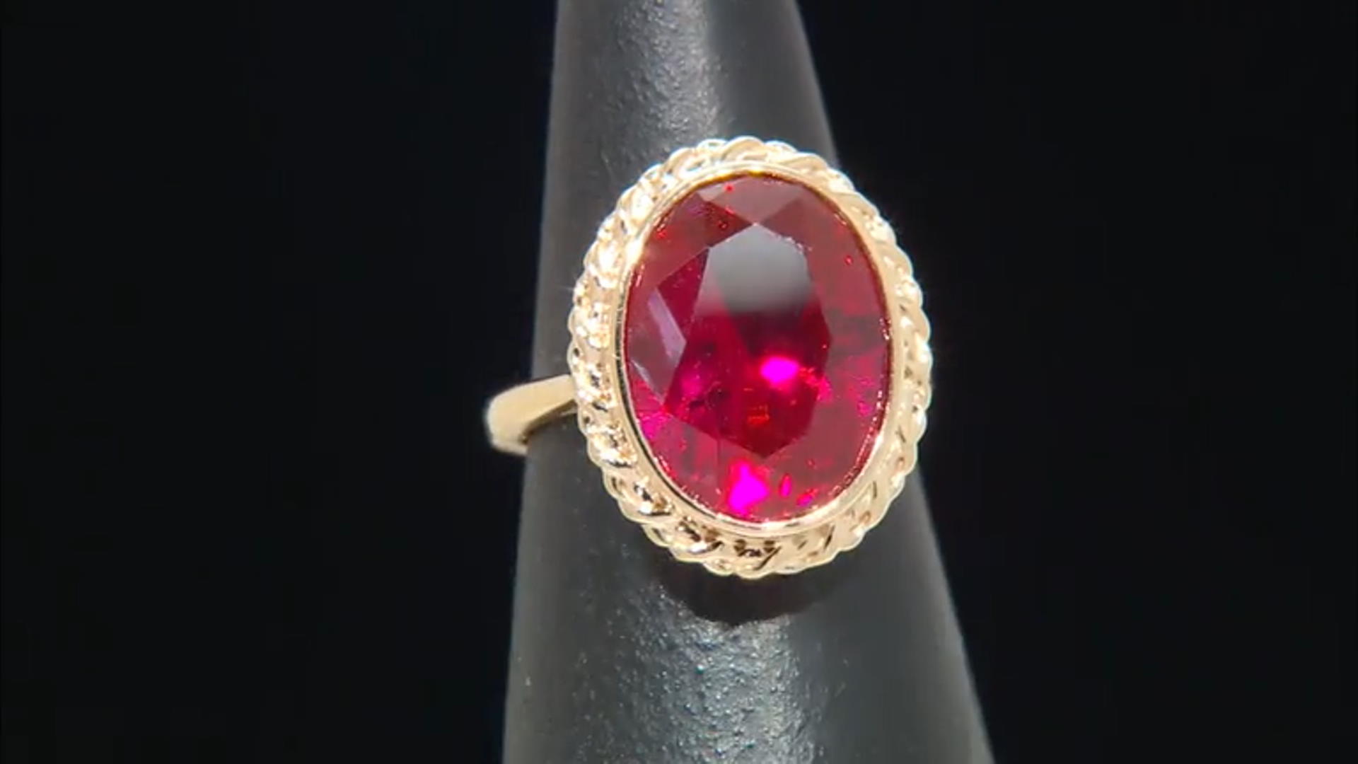 Red Lab Created Ruby 18k Yellow Gold Over Sterling Silver Ring, Earring And Pendant With Chain Set Video Thumbnail