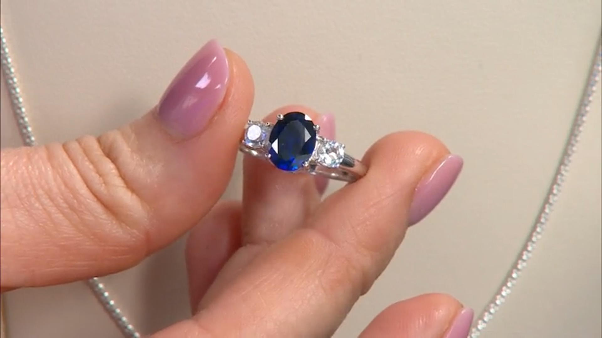 Blue Lab Created Sapphire Rhodium Over Sterling Silver Ring 2.50ctw Video Thumbnail