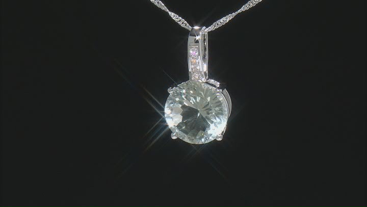 Prasiolite Rhodium Over Sterling Pendant With Chain 6.40ctw Video Thumbnail