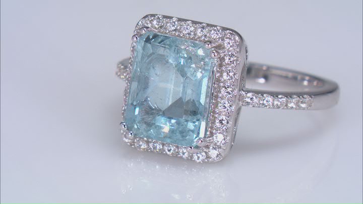 Aquamarine Rhodium Over Sterling Silver Ring 2.97ctw Video Thumbnail