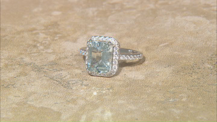 Aquamarine Rhodium Over Sterling Silver Ring 2.97ctw Video Thumbnail