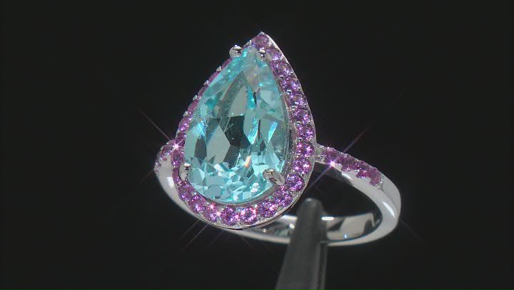 Sky Blue Glacier Topaz Rhodium Over Sterling Silver Ring 5.03ctw Video Thumbnail