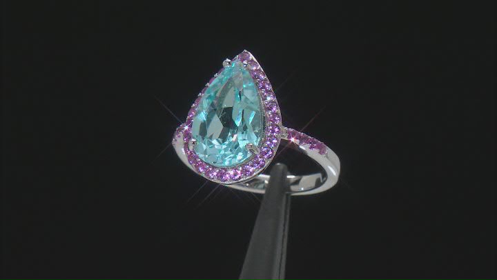 Sky Blue Glacier Topaz Rhodium Over Sterling Silver Ring 5.03ctw Video Thumbnail