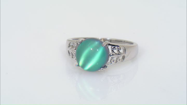 Aurora Moonstone Rhodium Over Sterling Silver Ring Video Thumbnail