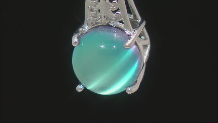 Aurora Moonstone Rhodium Over Sterling Silver Pendant With Chain Video Thumbnail