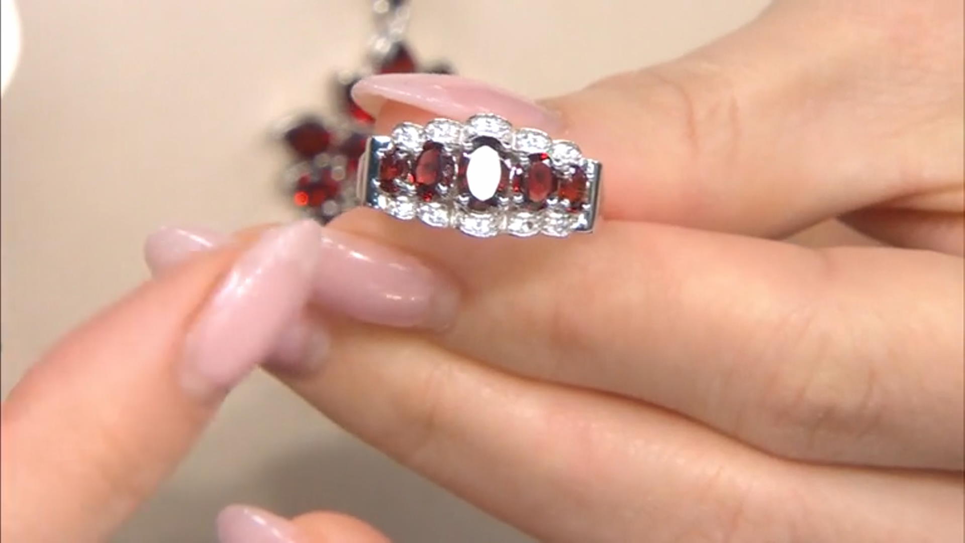 Red Garnet Rhodium Over Sterling Silver Ring 1.95ctw Video Thumbnail