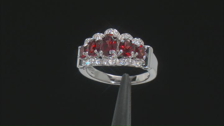 Red Garnet Rhodium Over Sterling Silver Ring 1.95ctw Video Thumbnail