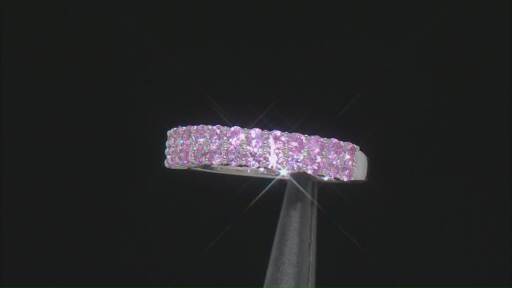 Pink Sapphire Rhodium Over Sterling Silver Band Ring 0.88ctw Video Thumbnail