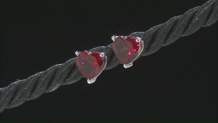 Red Garnet Rhodium Over Sterling Silver Heart Ring, Earring & Pendant With Chain Set 4.08ctw Video Thumbnail