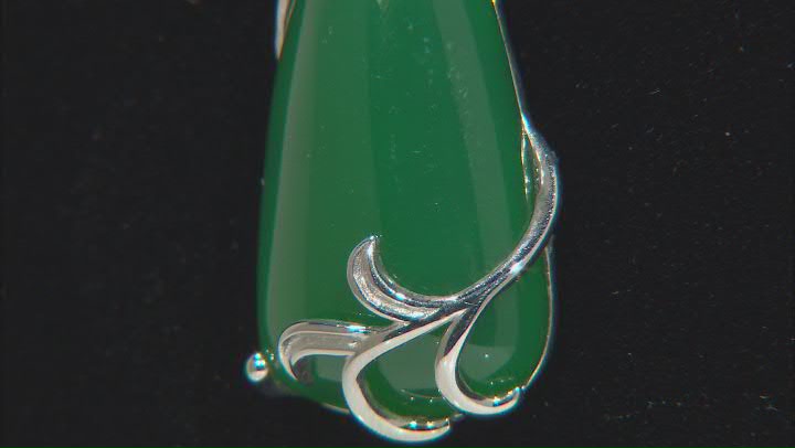 Green Onyx Rhodium Over Sterling Silver Pendant With Chain Video Thumbnail