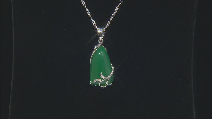 Green Onyx Rhodium Over Sterling Silver Pendant With Chain Video Thumbnail