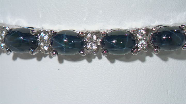 Star Blue Sapphire Rhodium Over Sterling Silver Bolo Bracelet Video Thumbnail