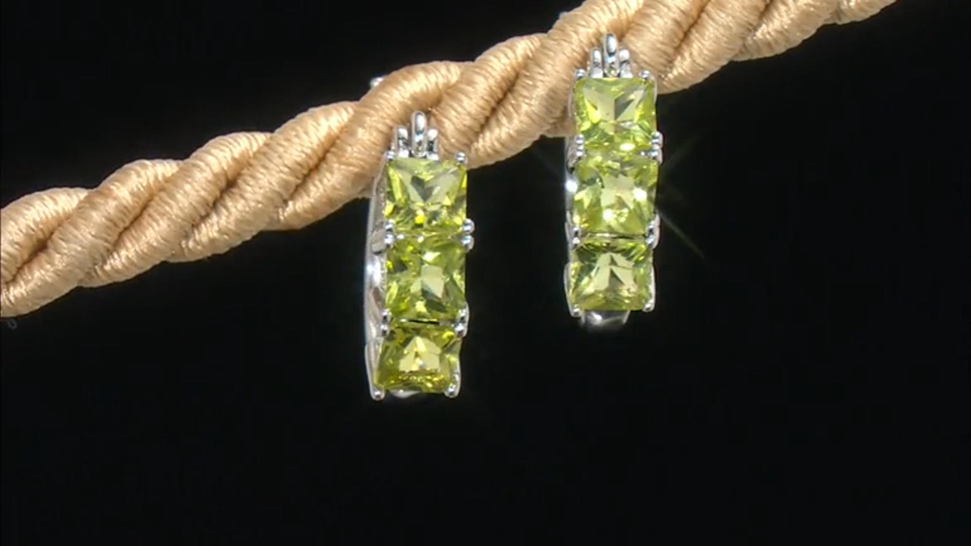 Green Peridot Rhodium Over Sterling Silver Stud And Hoop Earring Set 3.30ctw Video Thumbnail