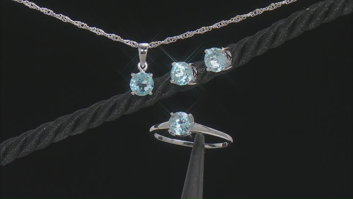 Sky Blue Glacier Topaz Rhodium Over Sterling Silver Jewelry Set 3.40ctw Video Thumbnail
