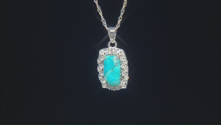 Blue Turquoise Rhodium Over Silver Pendant With Chain 1.32ctw Video Thumbnail