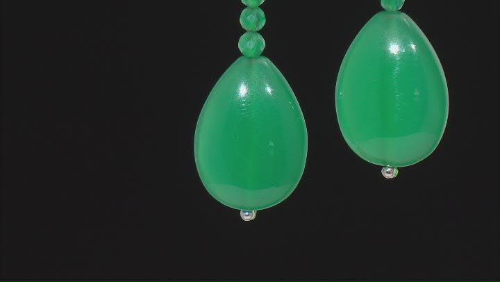 Green Onyx Rhodium Over Sterling Silver Dangle Earrings Video Thumbnail