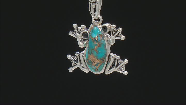 Blue Turquoise Sterling Silver Frog Pendant With Chain Video Thumbnail