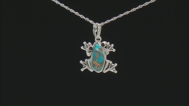 Blue Turquoise Sterling Silver Frog Pendant With Chain Video Thumbnail