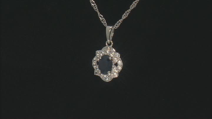 Blue Sapphire Rhodium Over Silver Pendant With Chain 1.23ctw Video Thumbnail