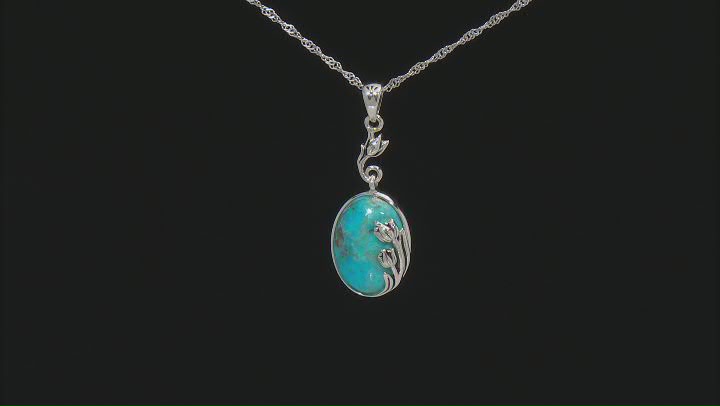 Blue Turquoise Sterling Silver Pendant With Chain Video Thumbnail