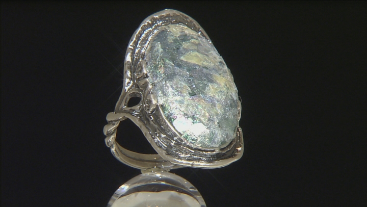 Multicolor Man Made Roman Glass Sterling Silver Ring Video Thumbnail