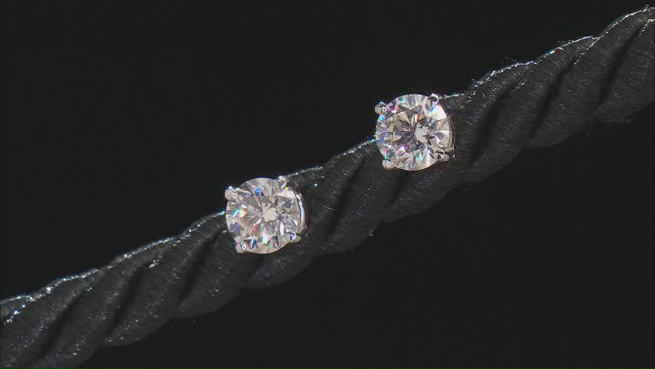 White Lab-Grown Diamond 14K White Gold Stud Earrings 1.00ctw Video Thumbnail