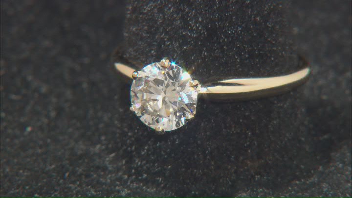 White Lab-Grown Diamond 14k Yellow Gold Solitaire Engagement Ring 1.25ctw Video Thumbnail