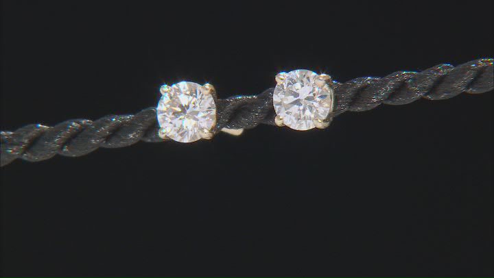 Certified White Lab-Grown Diamond H-I SI 14k Yellow Gold Solitaire Stud Earrings 0.75ctw Video Thumbnail