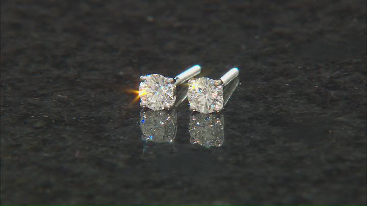 Certified White Lab-Grown Diamond H-I SI 14k White Gold 4-Prong Stud Earrings 0.50ctw Video Thumbnail