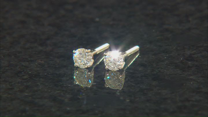 Certified White Lab-Grown Diamond H-I SI 14k Yellow Gold Solitaire Stud Earrings 0.50ctw Video Thumbnail