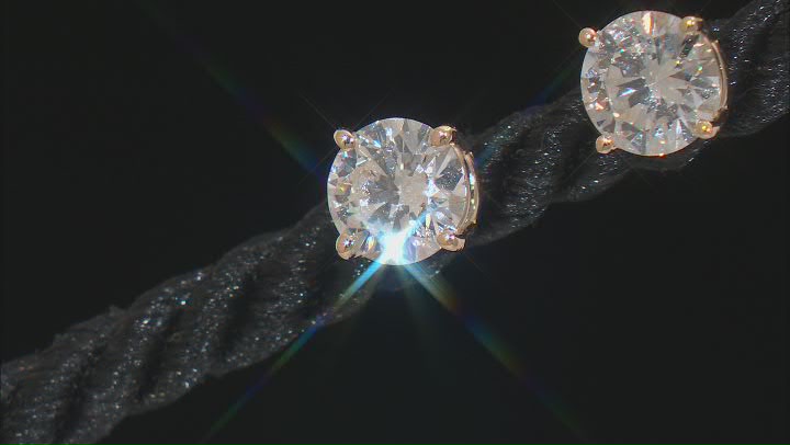 Certified White Lab-Grown Diamond H-I SI 14k Yellow Gold Stud Earrings 2.00ctw Video Thumbnail