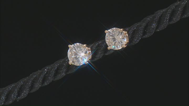Certified White Lab-Grown Diamond H-I SI 14k Yellow Gold Stud Earrings 2.00ctw Video Thumbnail