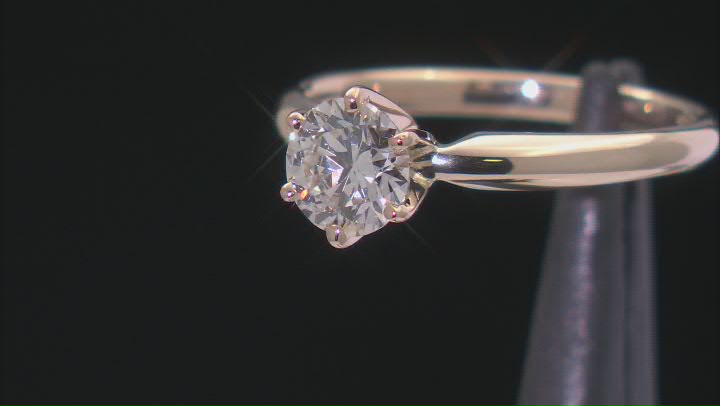 White Lab-Grown Diamond 14k Yellow Gold Solitaire Engagement Ring 0.90ctw Video Thumbnail